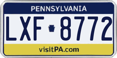 PA license plate LXF8772