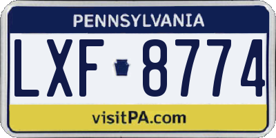 PA license plate LXF8774