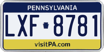 PA license plate LXF8781