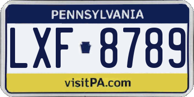 PA license plate LXF8789