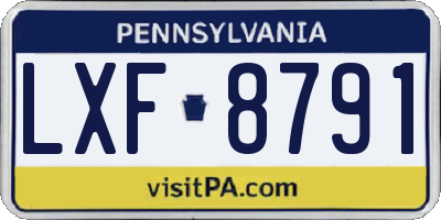 PA license plate LXF8791