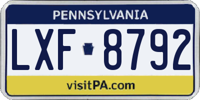 PA license plate LXF8792