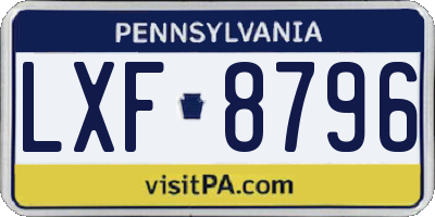 PA license plate LXF8796