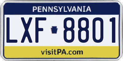 PA license plate LXF8801