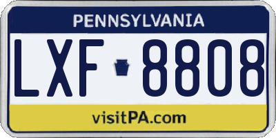 PA license plate LXF8808
