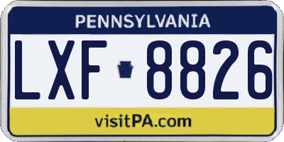 PA license plate LXF8826