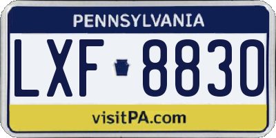 PA license plate LXF8830