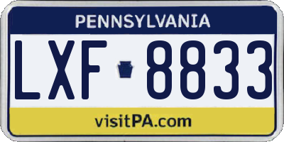 PA license plate LXF8833