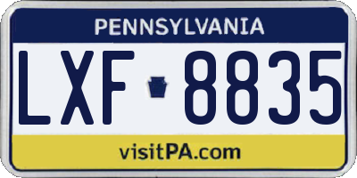 PA license plate LXF8835