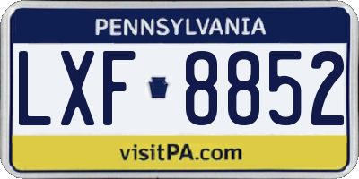 PA license plate LXF8852