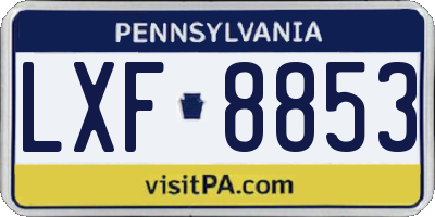PA license plate LXF8853