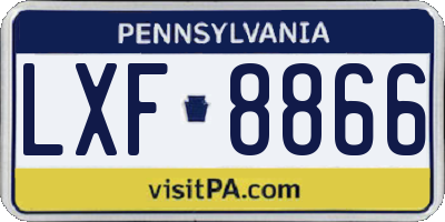 PA license plate LXF8866