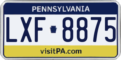 PA license plate LXF8875