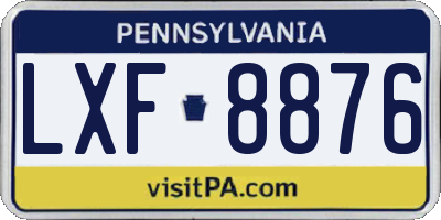 PA license plate LXF8876