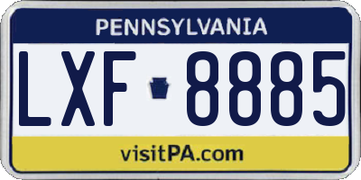 PA license plate LXF8885