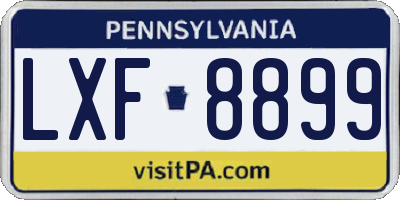 PA license plate LXF8899