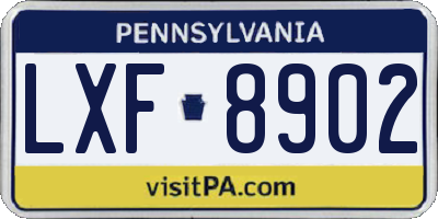 PA license plate LXF8902