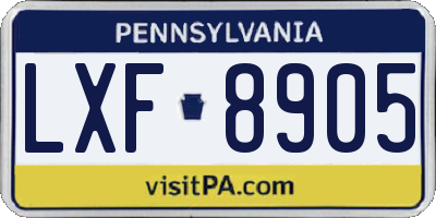 PA license plate LXF8905