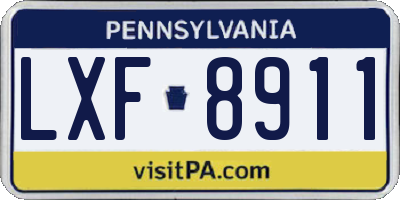 PA license plate LXF8911