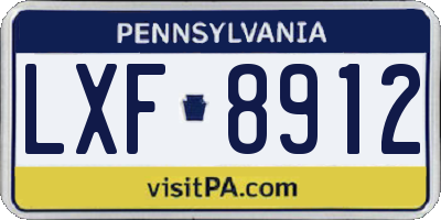 PA license plate LXF8912