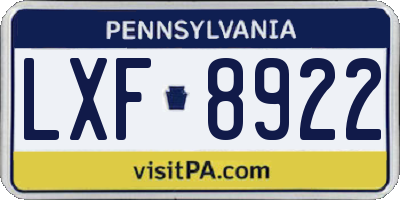 PA license plate LXF8922