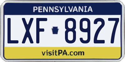 PA license plate LXF8927