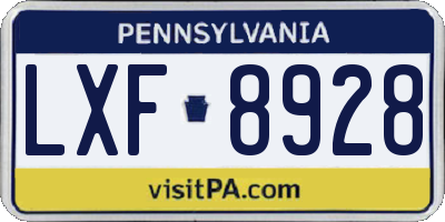 PA license plate LXF8928