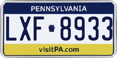 PA license plate LXF8933