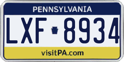 PA license plate LXF8934