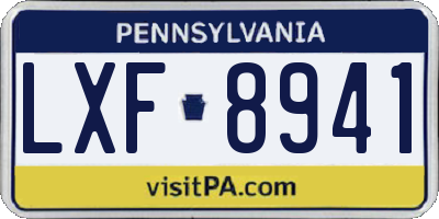 PA license plate LXF8941