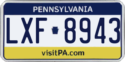 PA license plate LXF8943