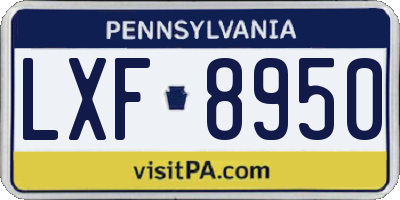 PA license plate LXF8950