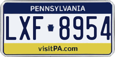 PA license plate LXF8954