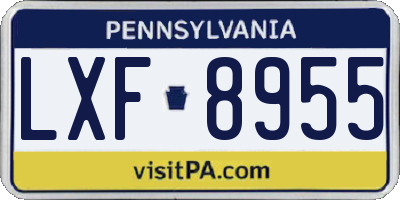 PA license plate LXF8955