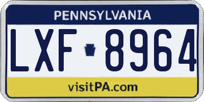 PA license plate LXF8964