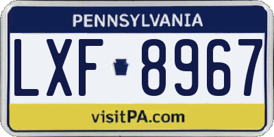 PA license plate LXF8967