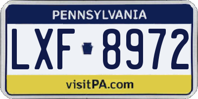 PA license plate LXF8972