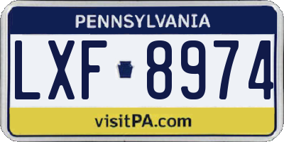 PA license plate LXF8974