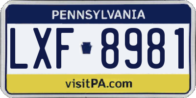 PA license plate LXF8981