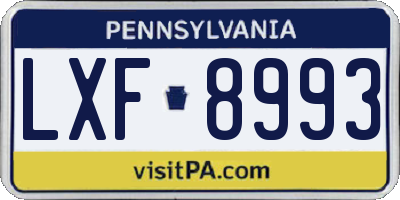 PA license plate LXF8993