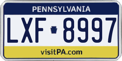 PA license plate LXF8997