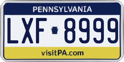 PA license plate LXF8999
