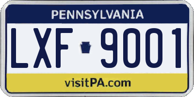 PA license plate LXF9001