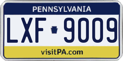 PA license plate LXF9009
