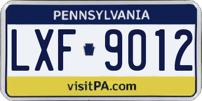 PA license plate LXF9012