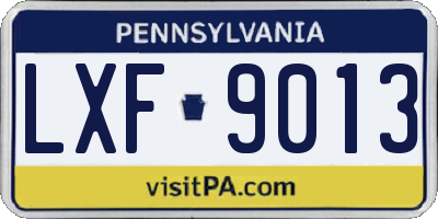 PA license plate LXF9013
