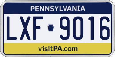 PA license plate LXF9016