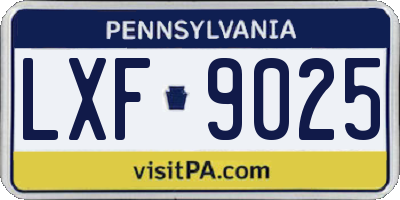 PA license plate LXF9025