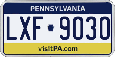 PA license plate LXF9030