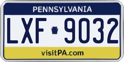 PA license plate LXF9032